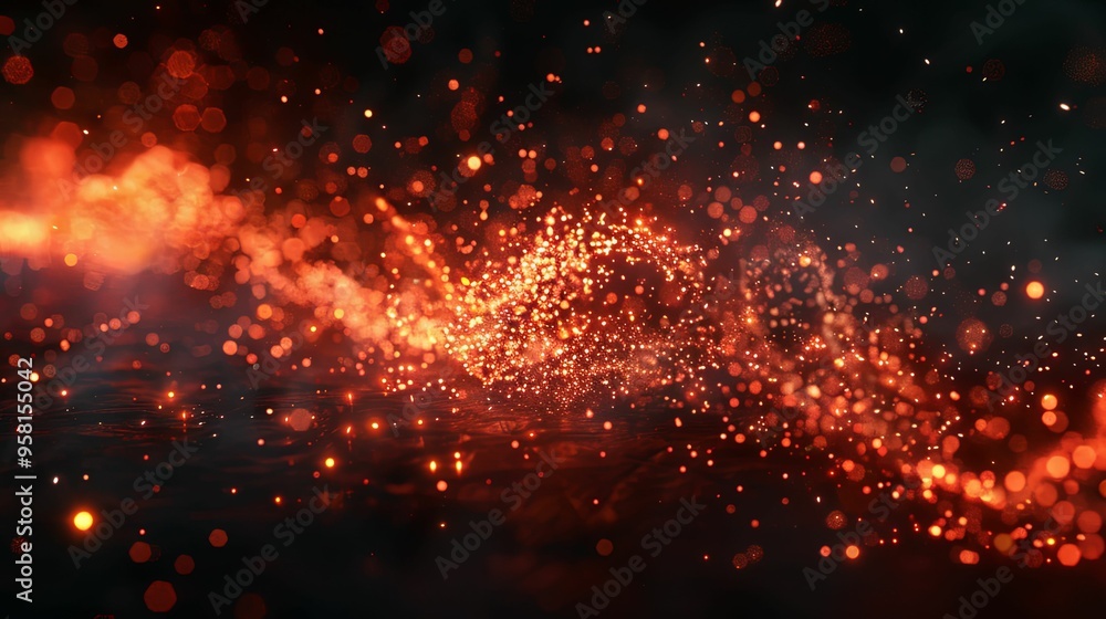 Abstract Blurred Background of Red Glowing Sparks and Smoke Abstract Blurred Background of Red Glowing Sparks and Smoke