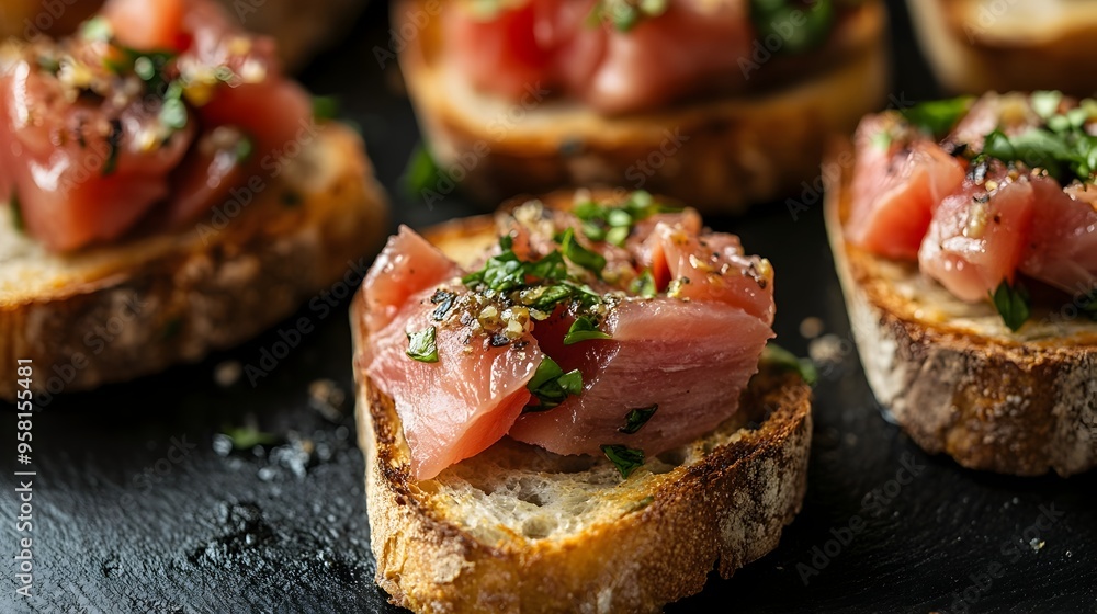 Mouthwatering Tuna Crostini with Crisp Toasted Bread Mouthwatering Tuna Crostini with Crisp Toasted Bread