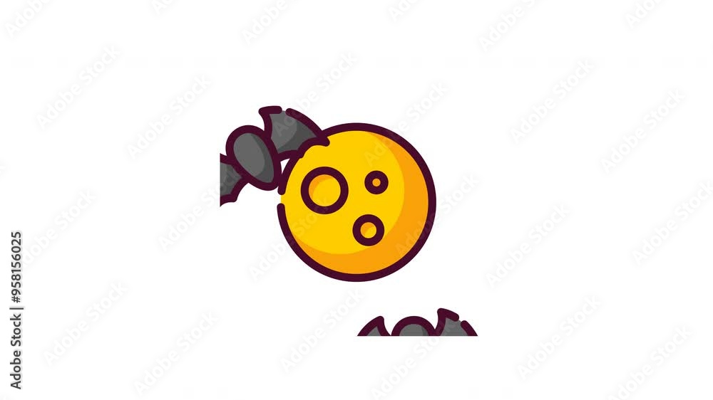 Gothic full moon and bat animation for Halloween theme Gothic full moon and bat animation for Halloween theme