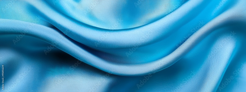 Obraz premium A tight shot of a blue fabric showcasing a wavy pattern at its upper edge and lower hem