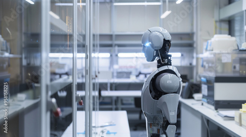 a robot works in the lab