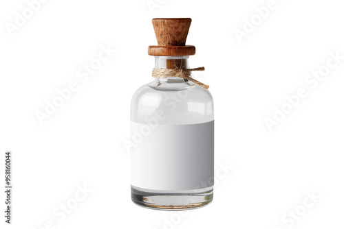 Glass Bottle with Wooden Top and Blank Label