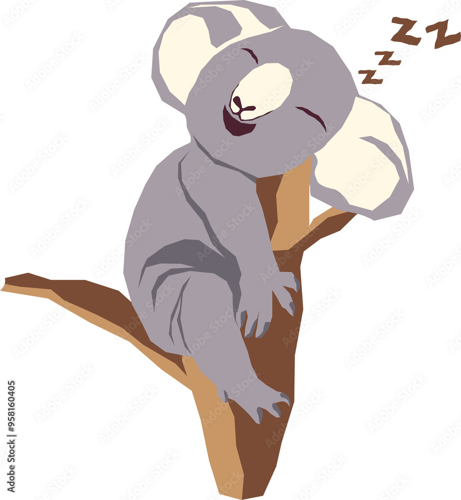 Obraz premium Cartoon illustration of a sleeping koala