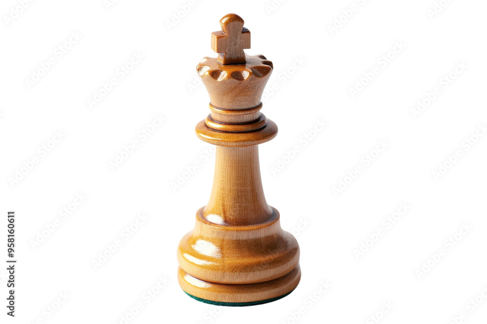 Wooden Chess King Piece Isolated Wooden Chess King Piece Isolated