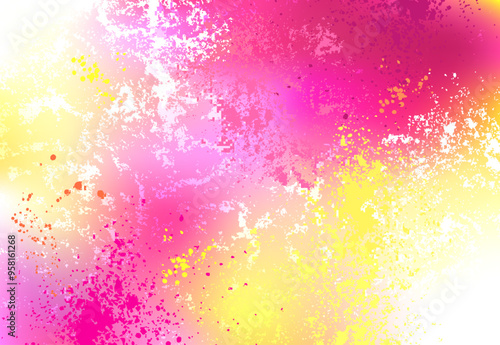 Grunge, textured summer background in bright pink and yellow.