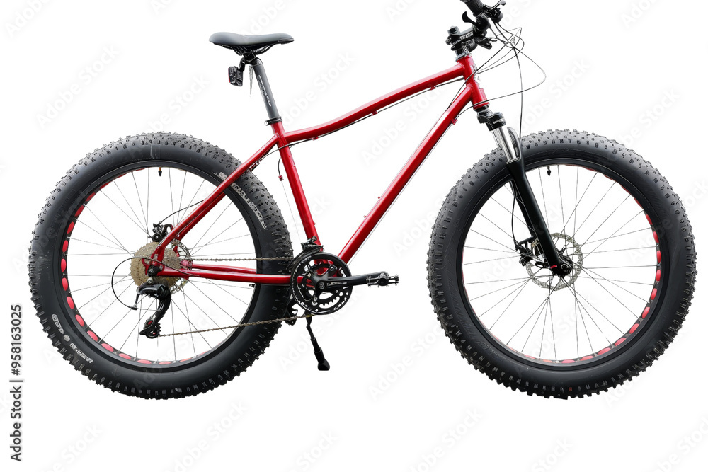 A rugged mountain bike isolated on a white background, highlighting its durable frame and knobby tires for off-road adventures. A rugged mountain bike isolated on a white background, highlighting its durable frame and knobby tires for off-road adventures.