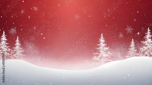 Wallpaper Mural Snow red background. Christmas snowy winter design.  Torontodigital.ca
