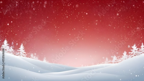 Snow red background. Christmas snowy winter design. 
