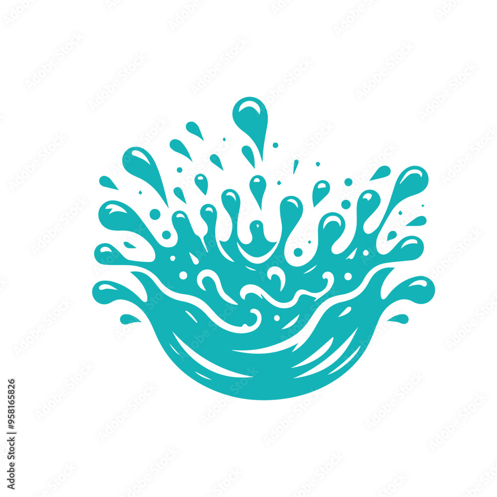 Fototapeta premium blue waves and water splashes