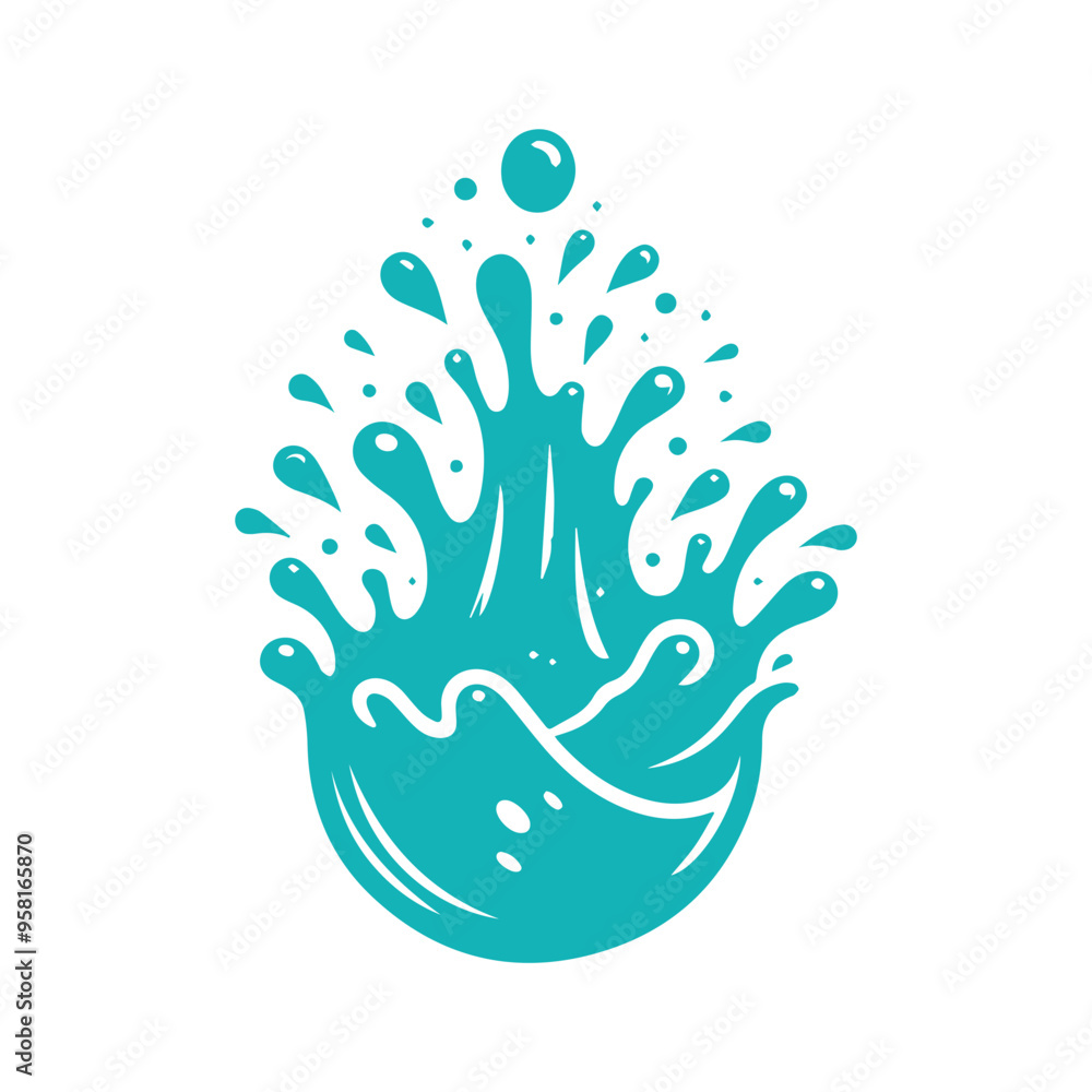 Fototapeta premium blue waves and water splashes