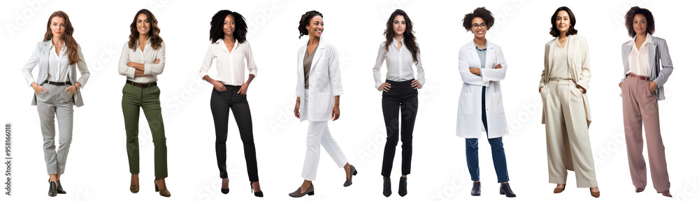 Diverse businesswomen full body png cut out element set Diverse businesswomen full body png cut out element set