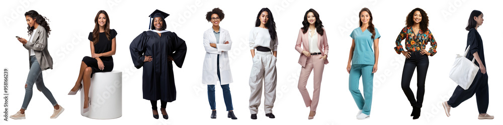 Diverse people full body png cut out element set Diverse people full body png cut out element set