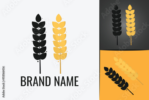 Healthy wheat grain logo. Agriculture Wheat Ears logotype. Organic farm grain harvest logo food.
