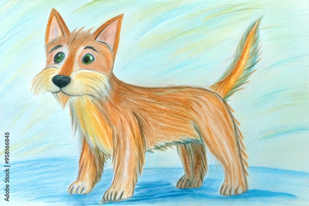 Cute Cartoon Dog Drawing, Hand-Drawn Pet Illustration Cute Cartoon Dog Drawing, Hand-Drawn Pet Illustration