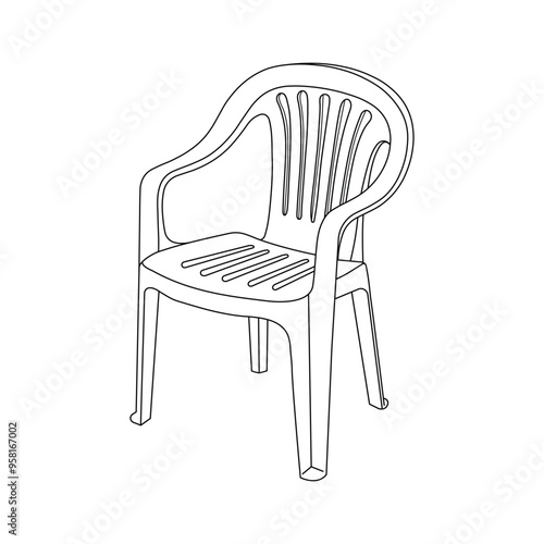 Hand drawn kids drawing Vector illustration plastic chair flat cartoon isolated