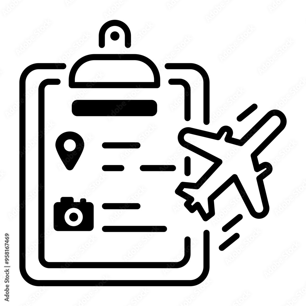 Travel itinerary icon in line style Travel itinerary icon in line style