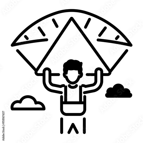 Hang glider icon in line style