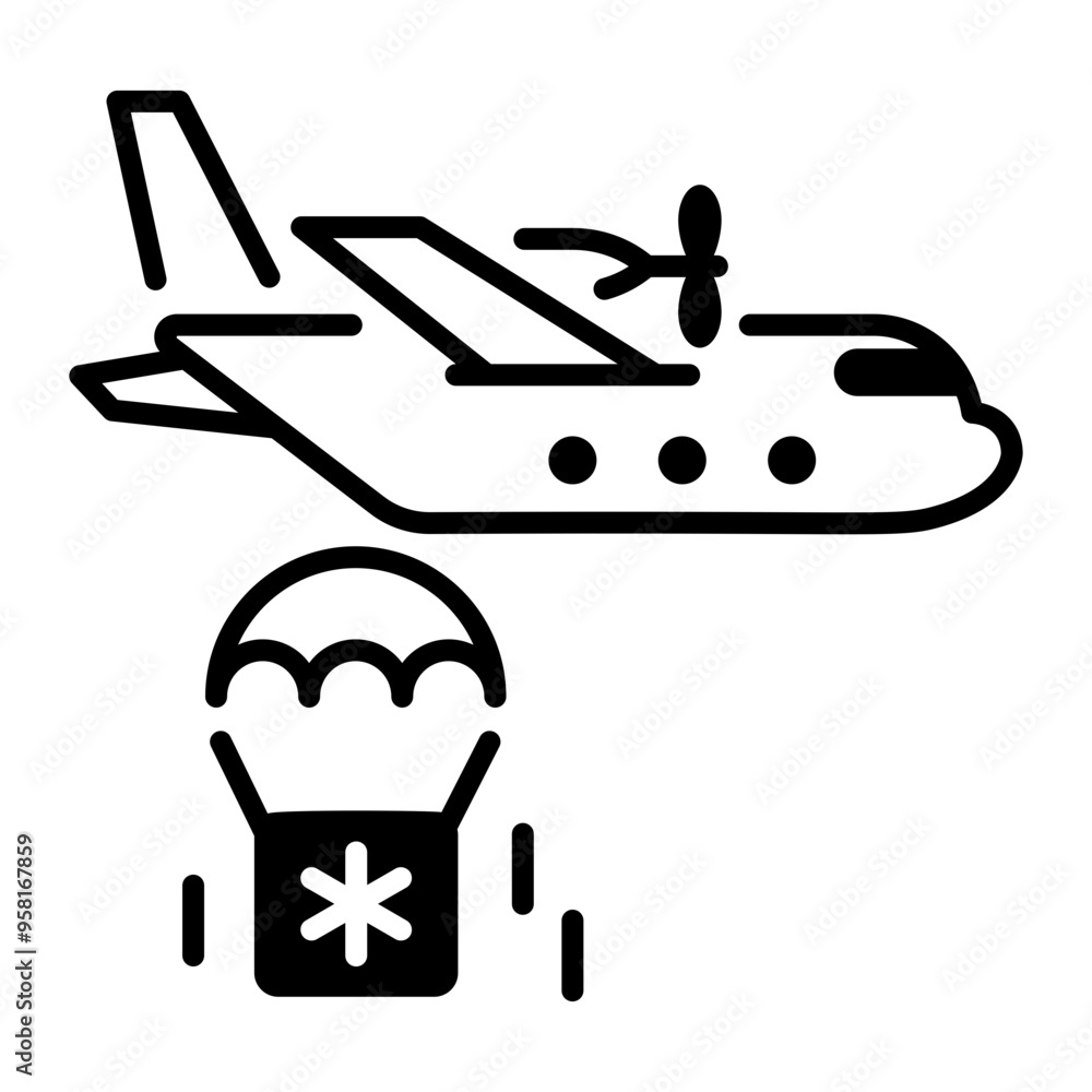An outline style icon of air ambulance 