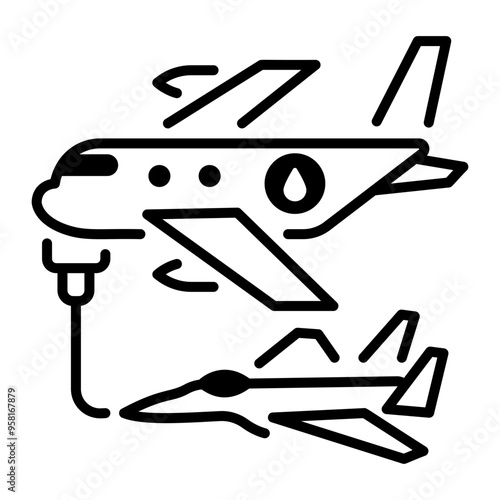 Aerial refueling icon in line style