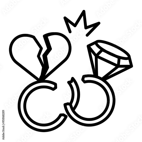 Divorce icon in outline style