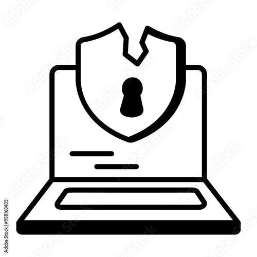 An outline style icon of security breach 