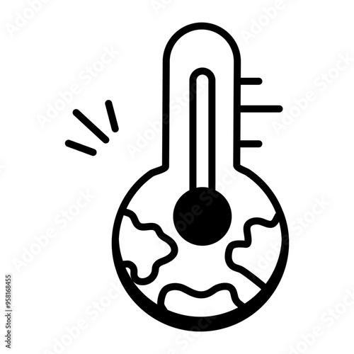 Global warming icon in linear style