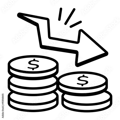 A linear icon of economy crisis 