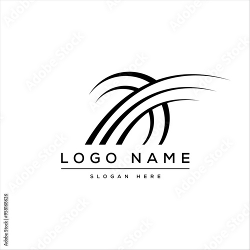 Curving tarred road or highway icon logo 