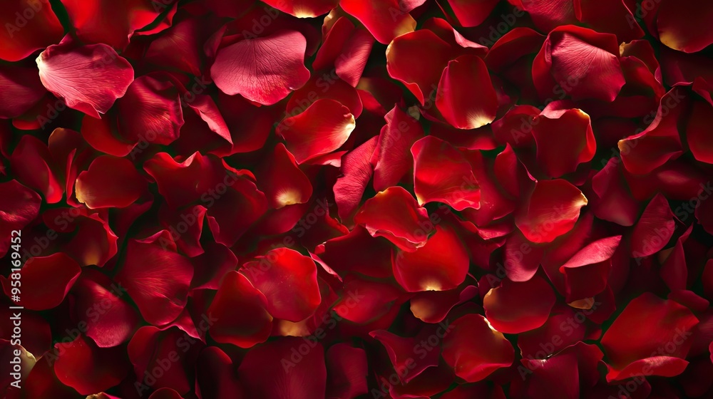 Close-up of a Scattering of Crimson Rose Petals Close-up of a Scattering of Crimson Rose Petals