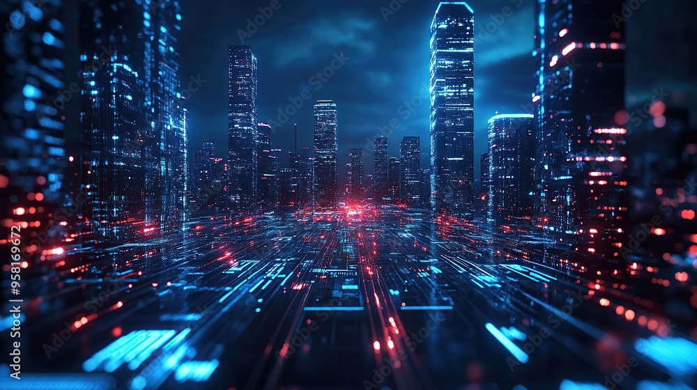 Cyberpunk Cityscape with Neon Lights Cyberpunk Cityscape with Neon Lights