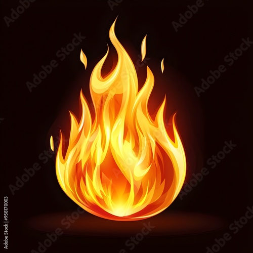 Cartoon style abstract fire or flames background with intense red and yellow colors