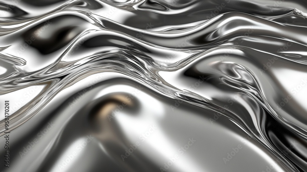 Abstract Silver Drapery with Reflective Surface Abstract Silver Drapery with Reflective Surface