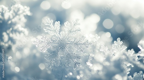 A Detailed Close-Up of a Single Delicate Snowflake