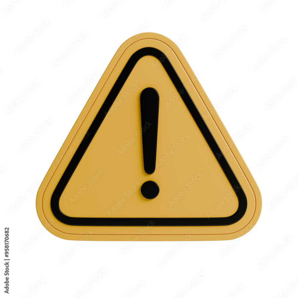Caution sign triangle 3d render. Isolated on transparent background Caution sign triangle 3d render. Isolated on transparent background