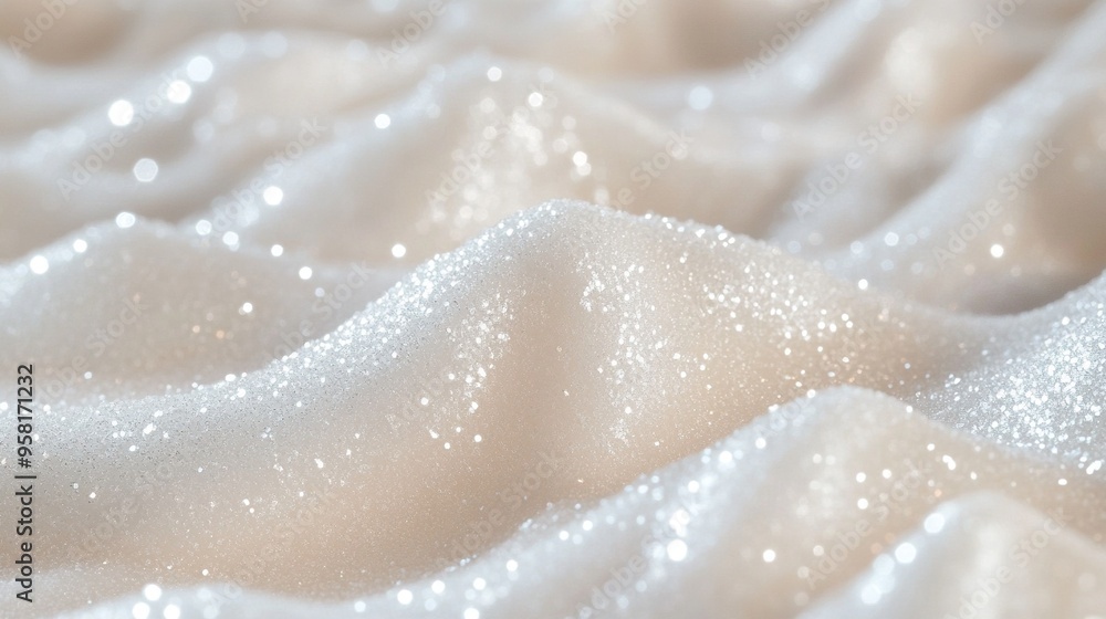 Sparkling White Fabric with Soft Light and Bokeh Sparkling White Fabric with Soft Light and Bokeh