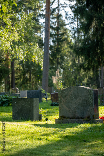 Old cemetery scenery on a sunny day