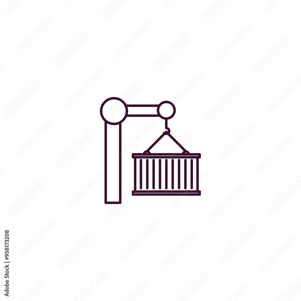 container hanging outline icon. Linear vector from delivery concept. Thin line container hanging icon isolated on white background container hanging outline icon. Linear vector from delivery concept. Thin line container hanging icon isolated on white background