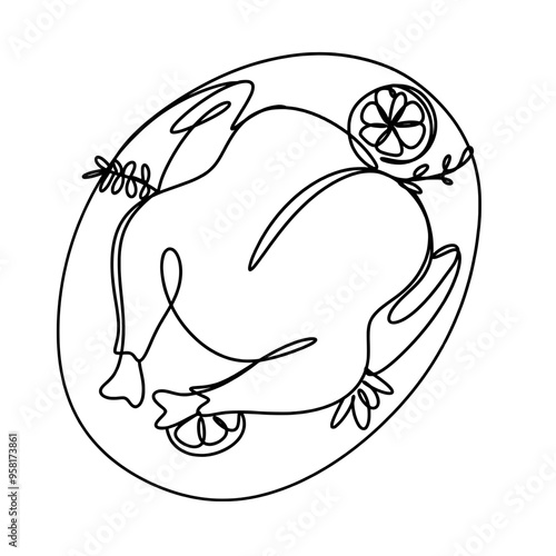 Toasted turkey dinner continuous one line drawing