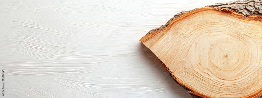 Obraz premium A tight shot of split wood, halved for ornamental use