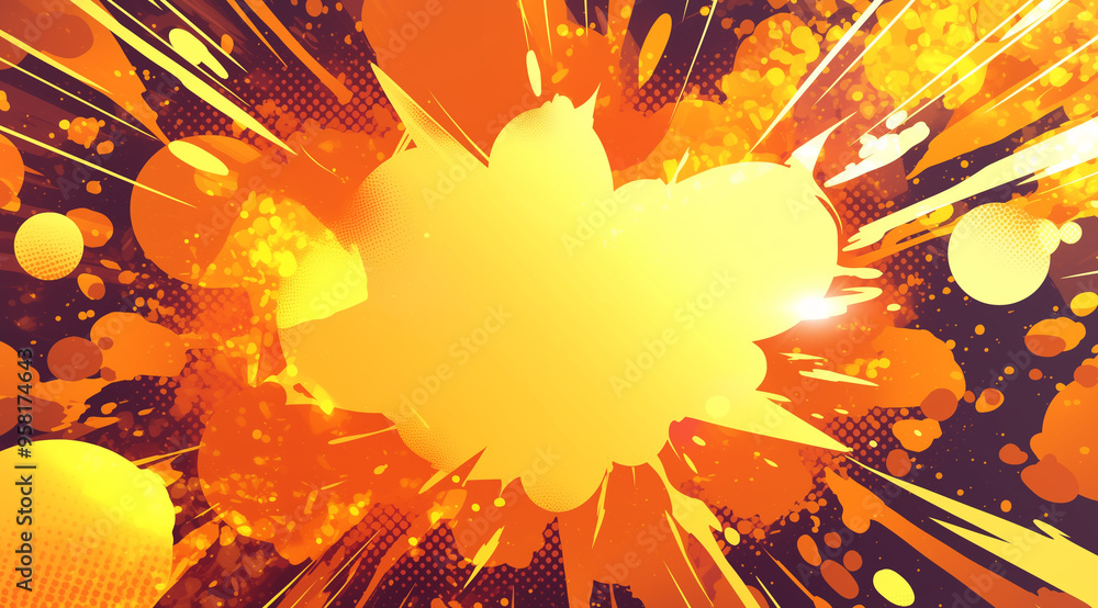 Obraz premium Explosive Comic Game UI with Square Bubbles Background