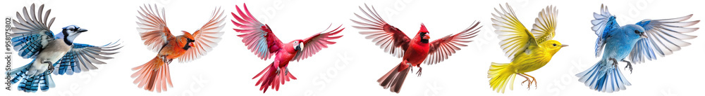 Obraz premium Animal flying bird png cut out element set