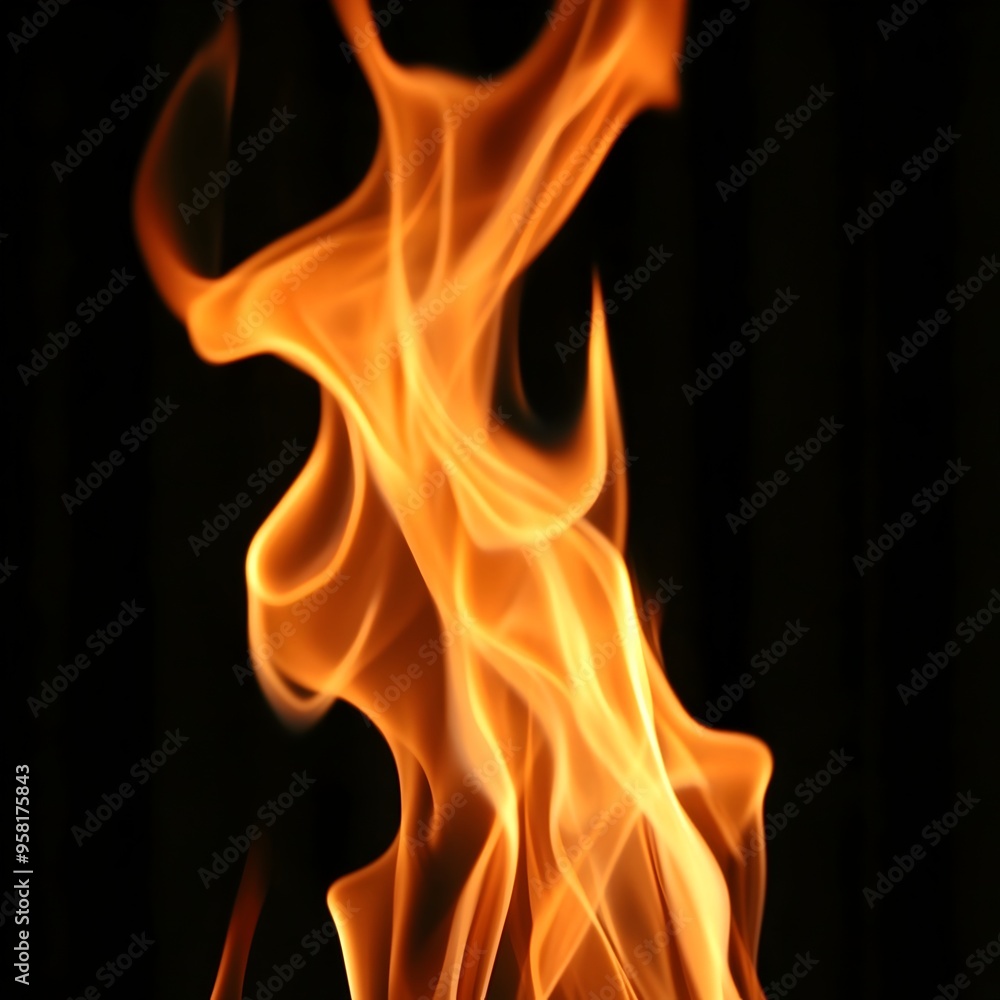 Mesmerizing Flames Burning in the Dark with Fiery Orange and Yellow Hues Mesmerizing Flames Burning in the Dark with Fiery Orange and Yellow Hues