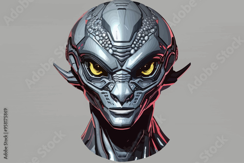 alien reptilian gray color illustration