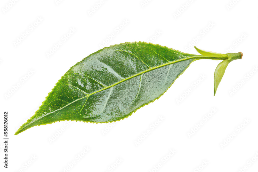 Fototapeta premium One tea leaf on transparent background