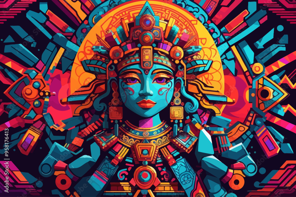 psychedelic mayan geometry illustration psychedelic mayan geometry illustration
