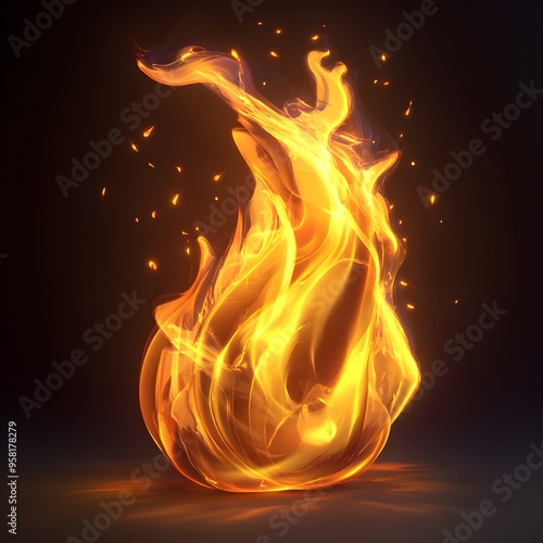 Fiery Blaze of Intensity   Dramatic 3D Rendered Flames with Captivating Motion and Glow photo