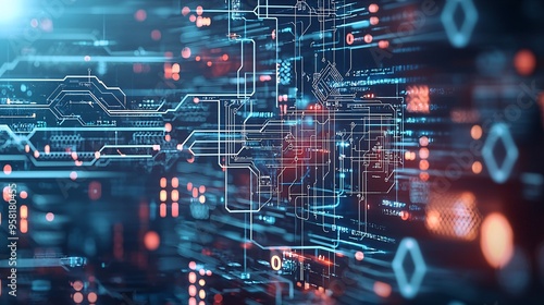 Abstract rendering of a digital economy being shaped by policy changes, concept of adaptive economic strategies