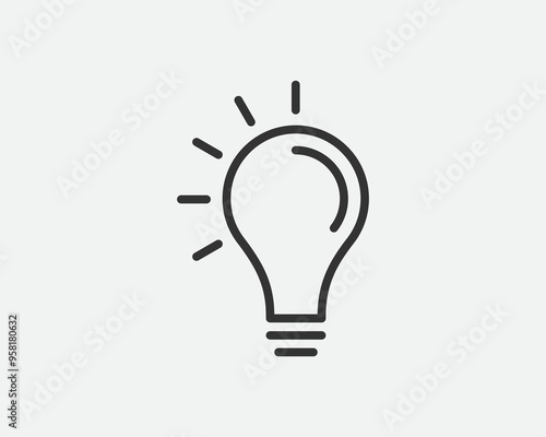 Light dimmer icon line trendy design. Electricity lamp saving energy sign. Black and white flat style.