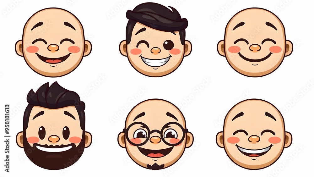 A collection of smiling faces and multiple facial expressions. A collection of smiling faces and multiple facial expressions.