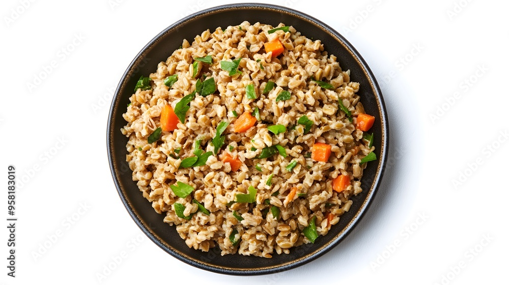 Delicious whole wheat pasta with fresh vegetables and herbs on a plate Delicious whole wheat pasta with fresh vegetables and herbs on a plate